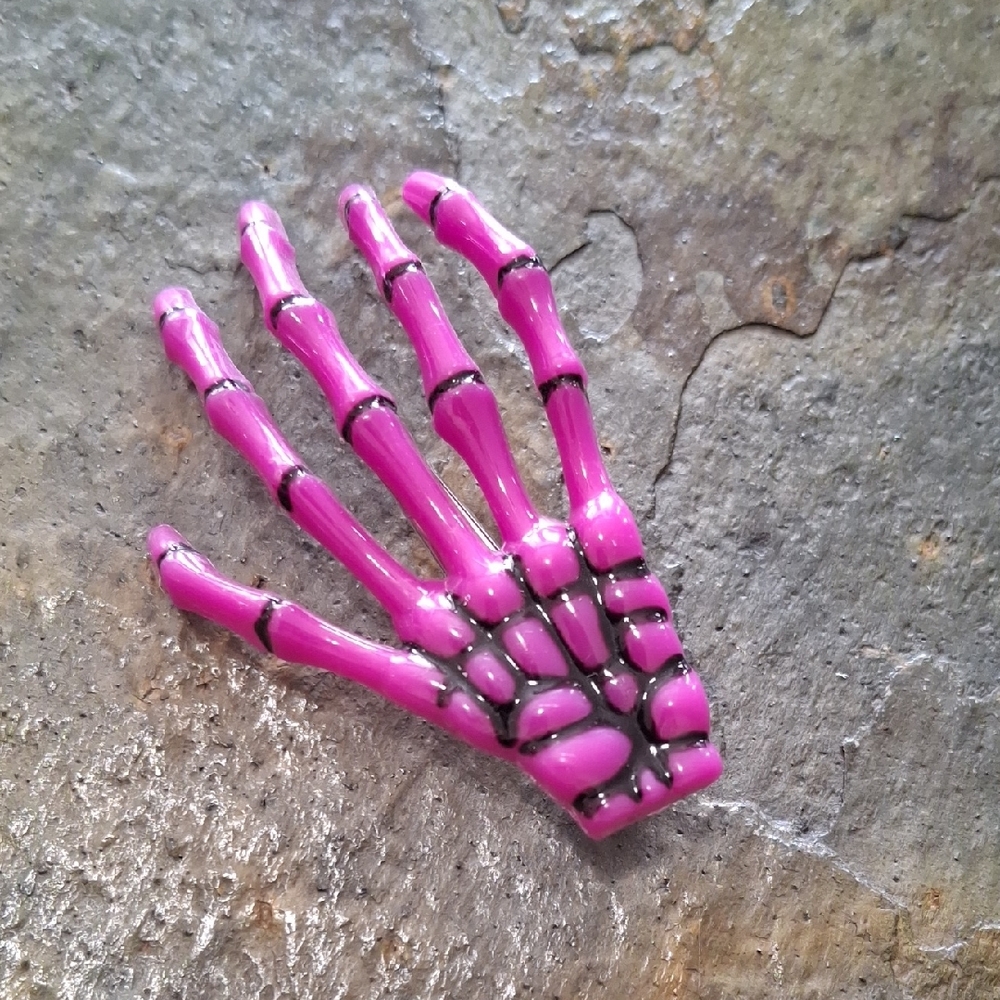 Purple Skeleton Hand Hair Clip